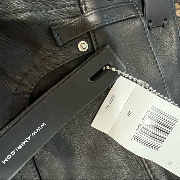 **SOLD** NEW Amiri Genuine Leather Contrast Skinny Jeans Aged Black/Black 25 - Picture 14 of 17